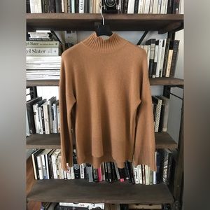 SOLD NWOT Luxurious Frame 100% Cashmere High-Low Camel Mock Neck Sweater S